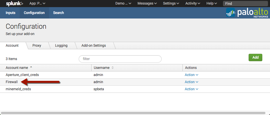 The credentials name "Firewall" will be used for connection to Firewalls or Panorama
